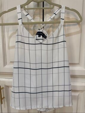 The Fifth Label White Grid V‑Neck Top Sz Small